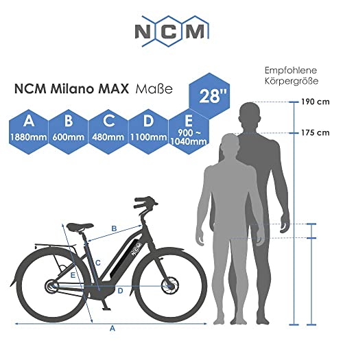 NCM Milano Max N8R E-Bike Trekking Rad, 250W, 36V 16Ah 576Wh Akku, 28” Zoll (NCM Milano-MAX) - 7